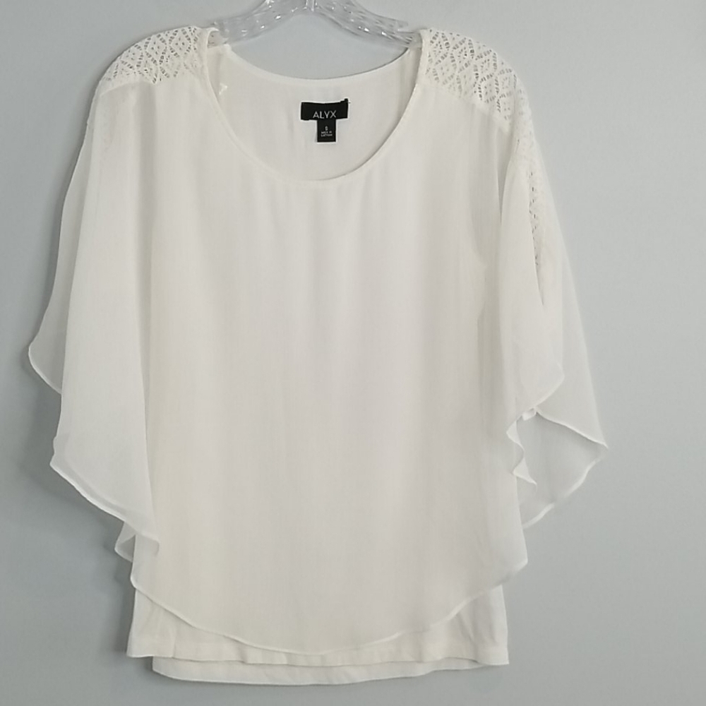 Alyx chiffon cape blouse crochet lace ties Small